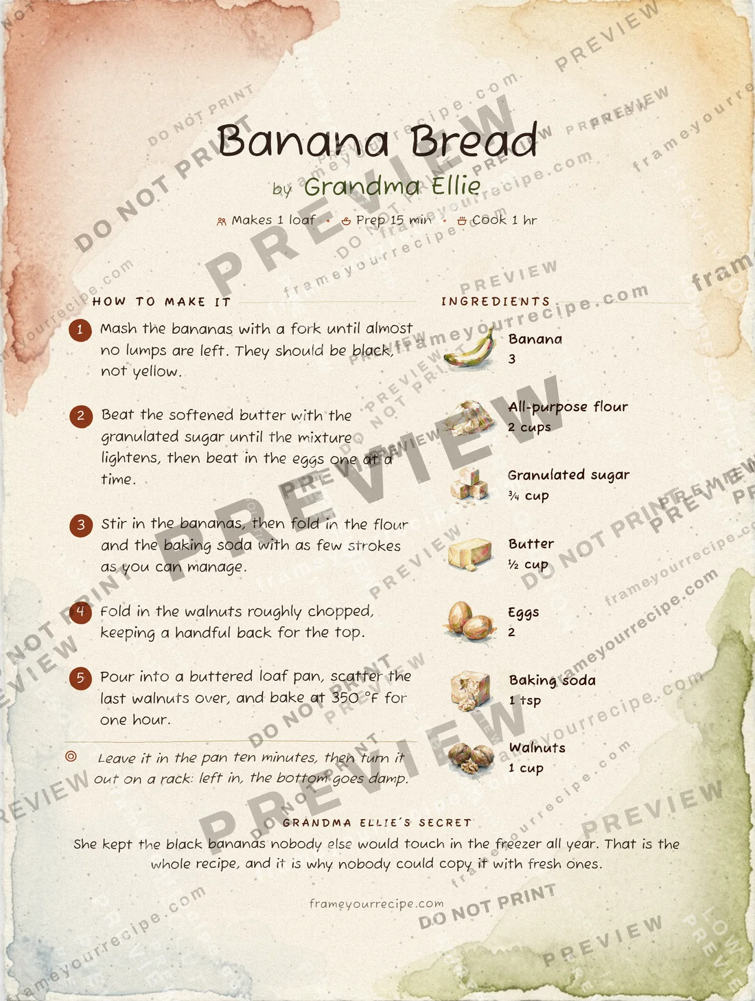 Banana Bread in the Watercolor style