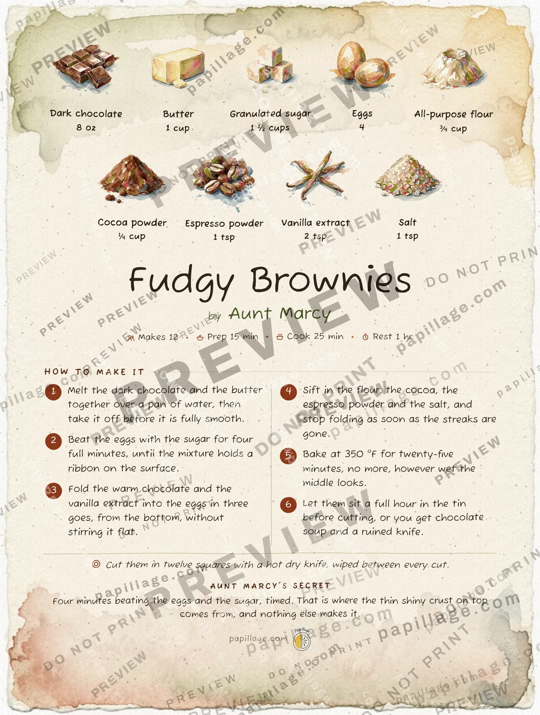 Fudgy Brownies in Watercolor, top banner layout
