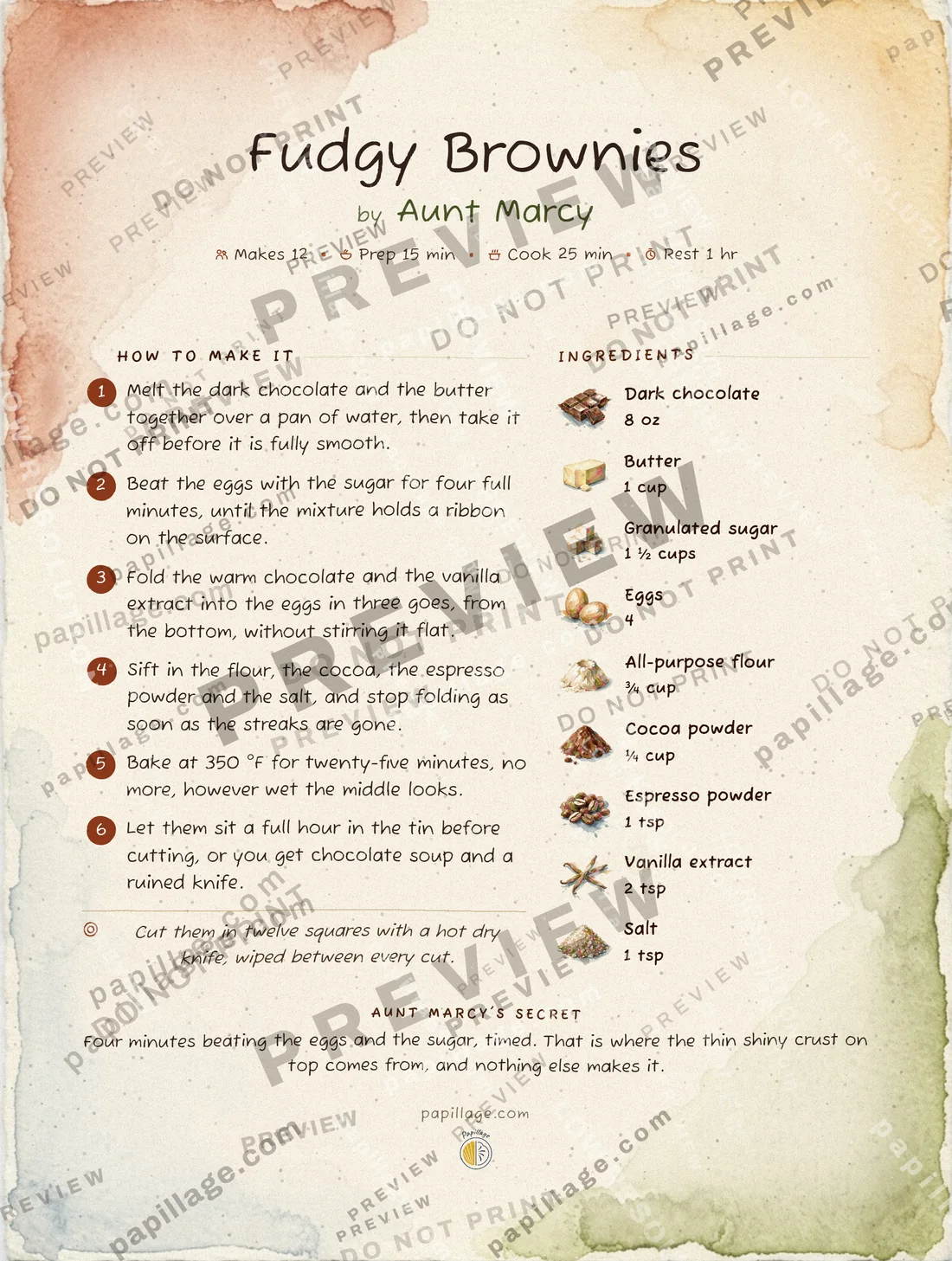 Fudgy Brownies in the Watercolor style