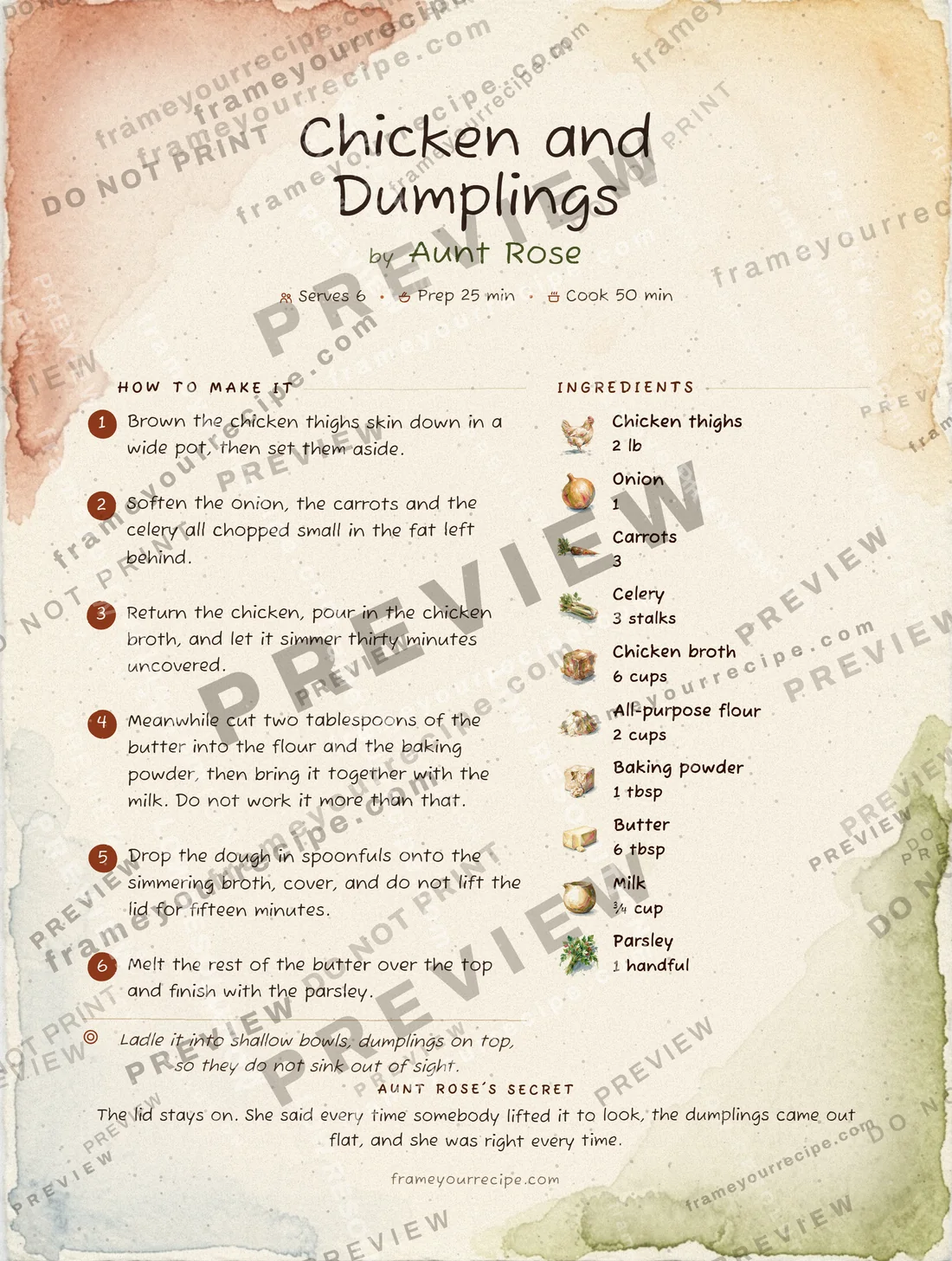 Chicken and Dumplings in the Watercolor style