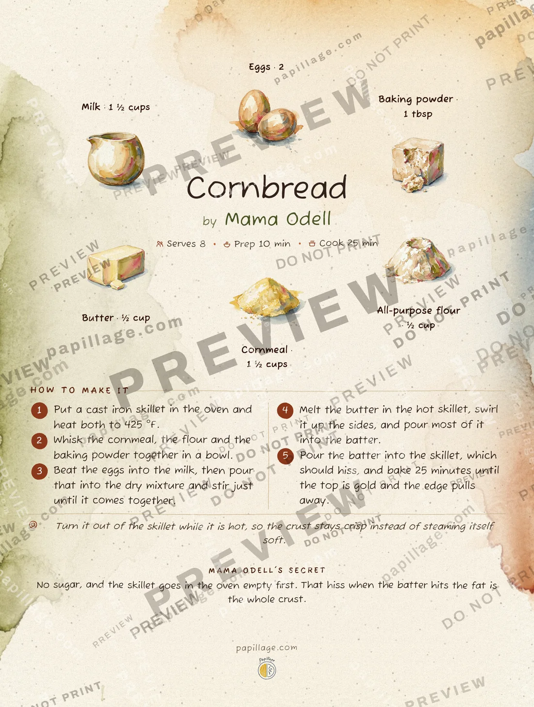 Cornbread in Watercolor, wreath layout