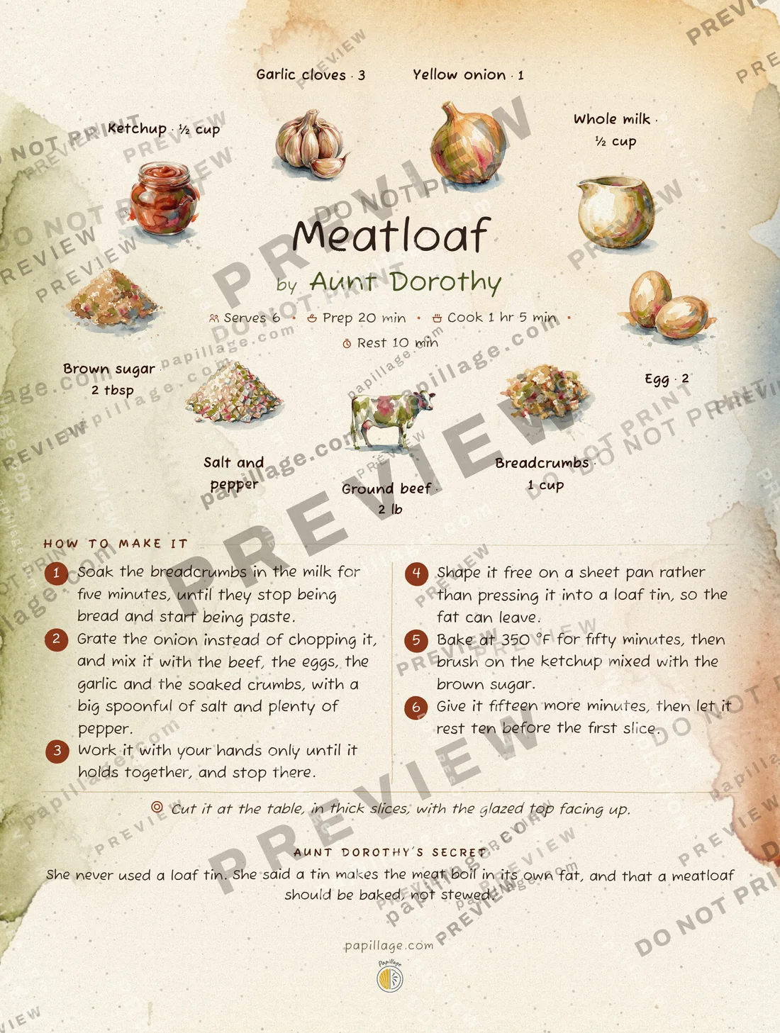 Meatloaf in Watercolor, wreath layout