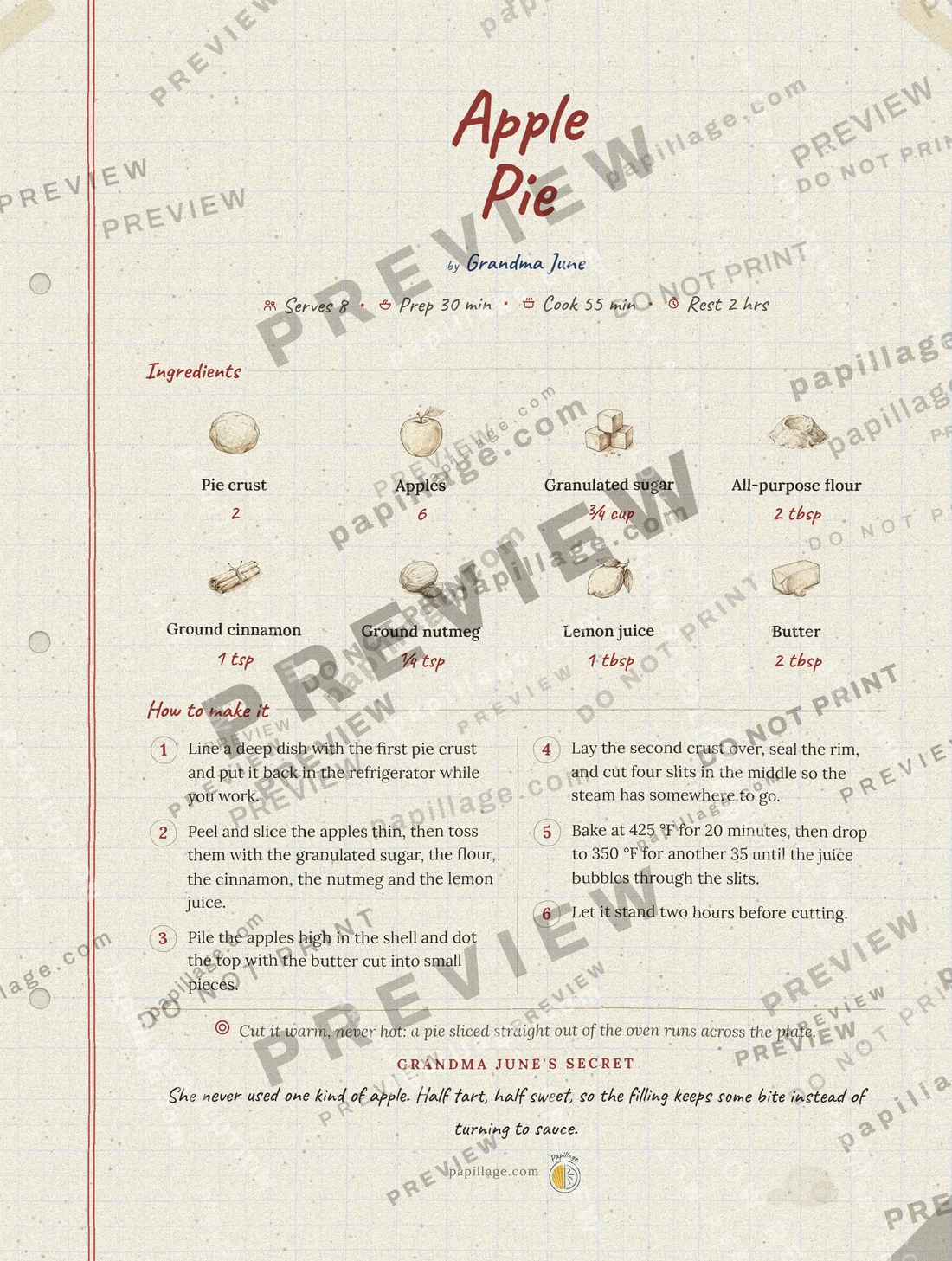 Apple Pie in Family notebook, top banner layout