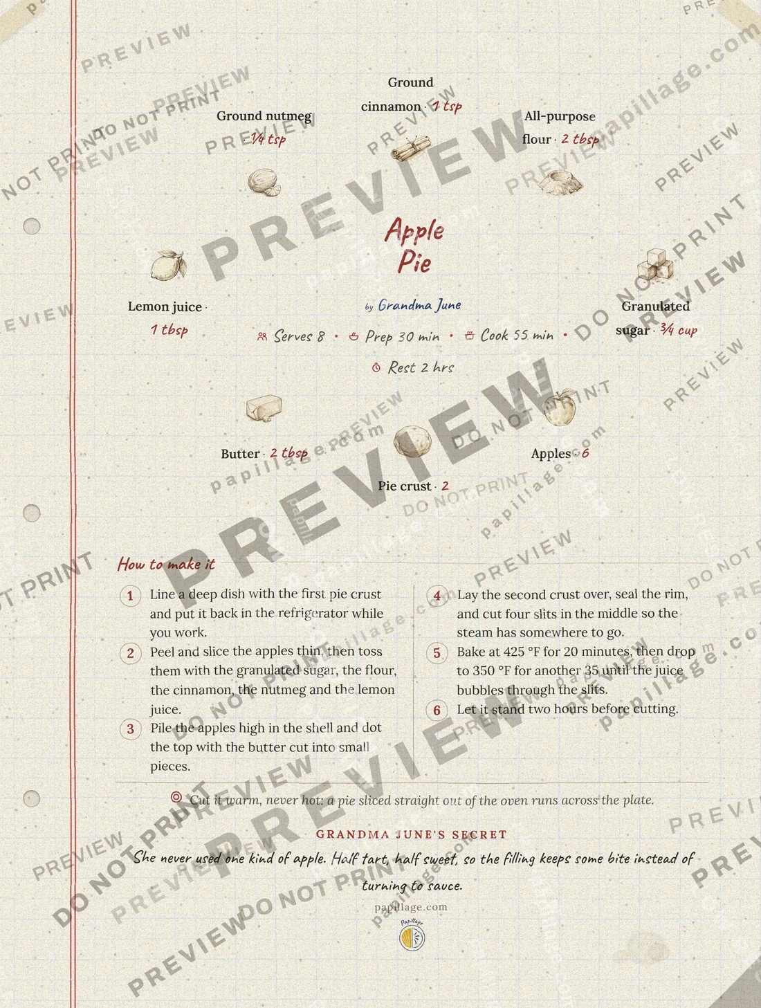 Apple Pie in Family notebook, wreath layout