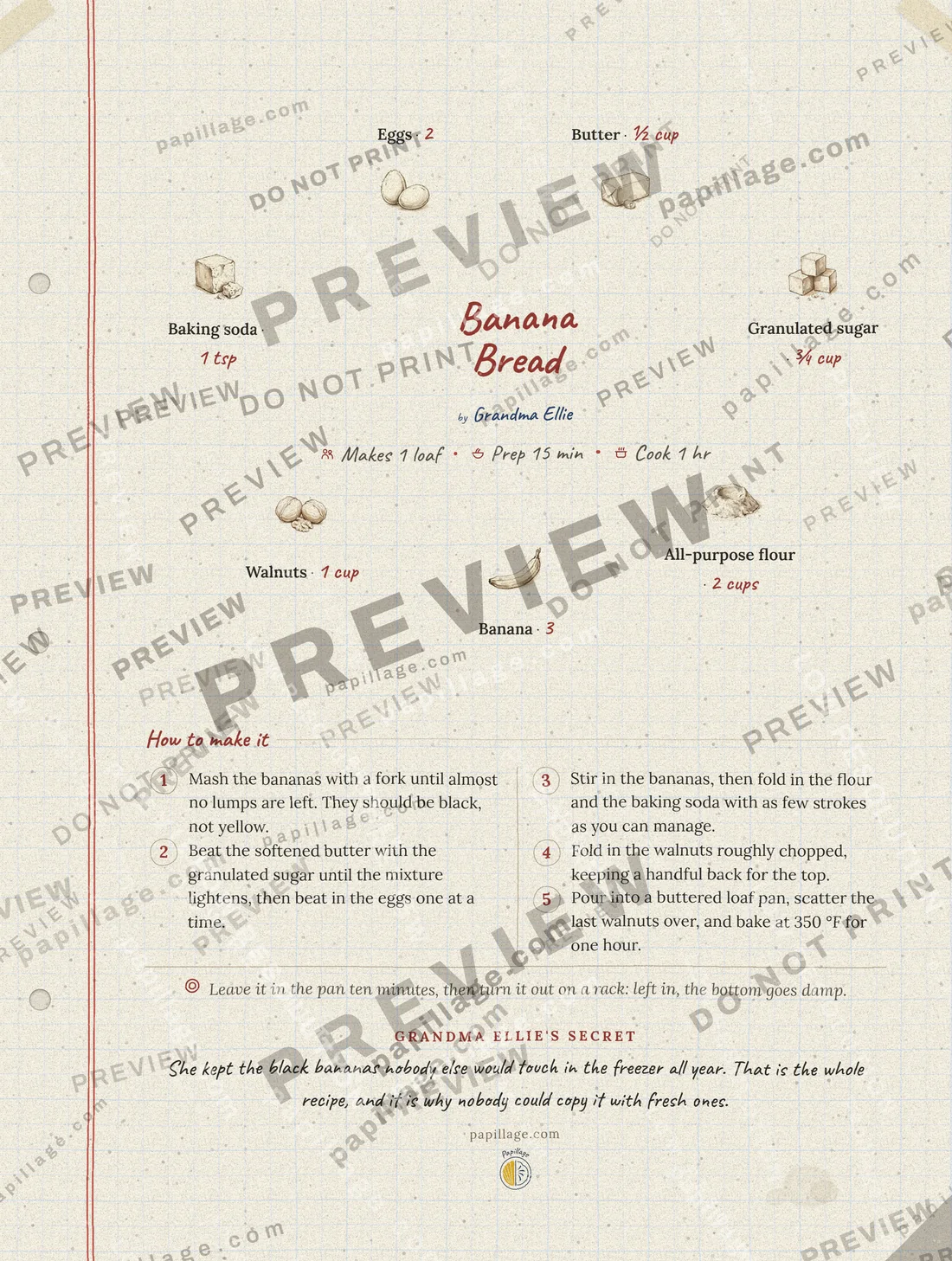 Banana Bread in Family notebook, wreath layout