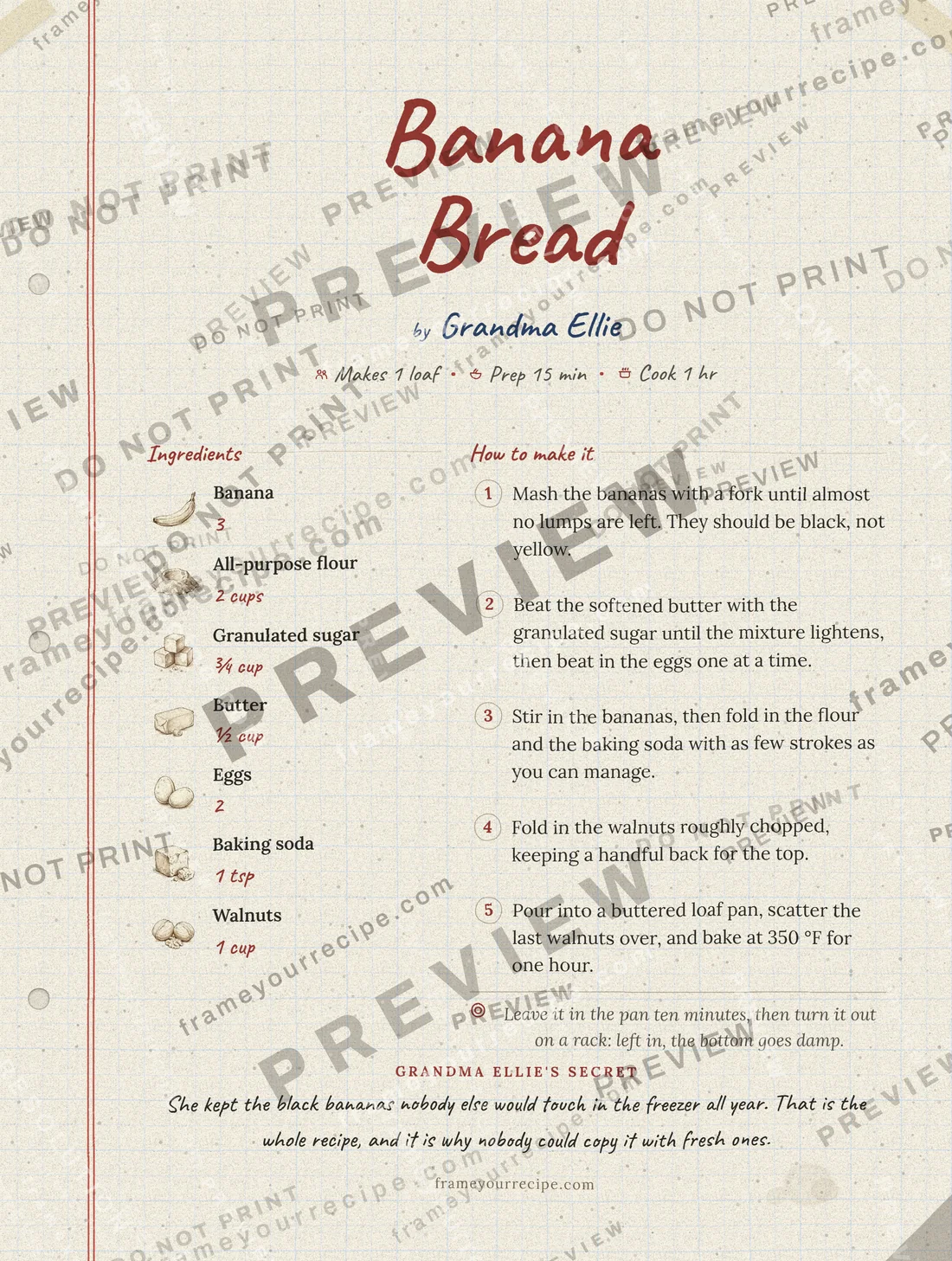 Banana Bread in the Family notebook style