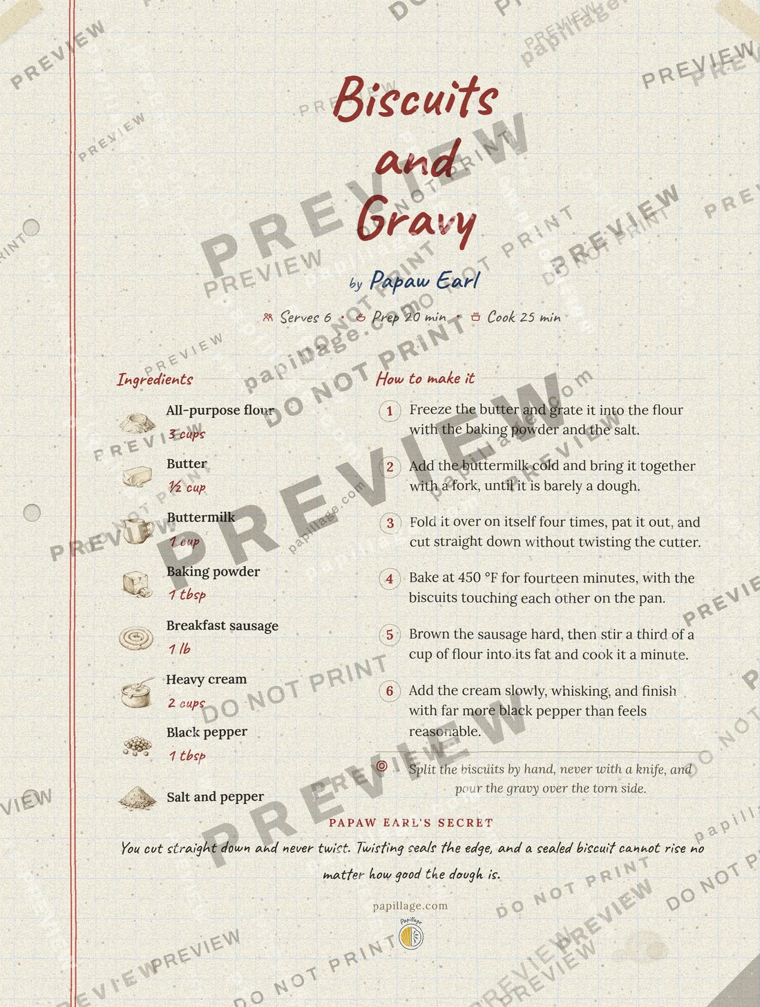 Biscuits and Gravy in the Family notebook style