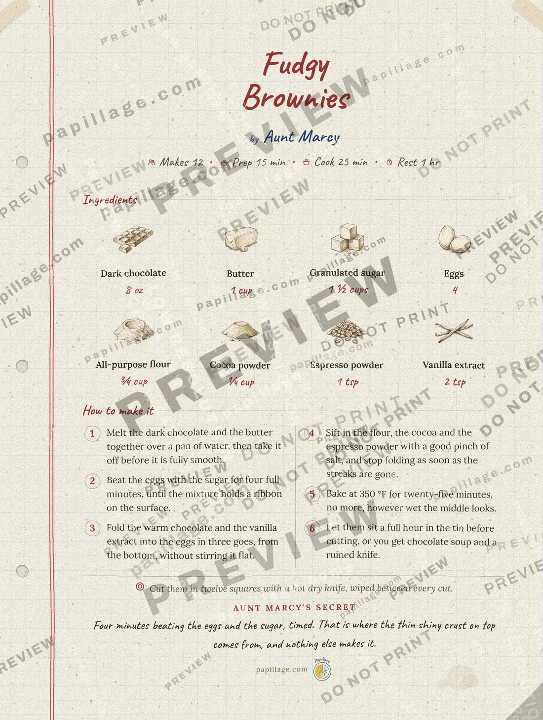 Fudgy Brownies in Family notebook, top banner layout