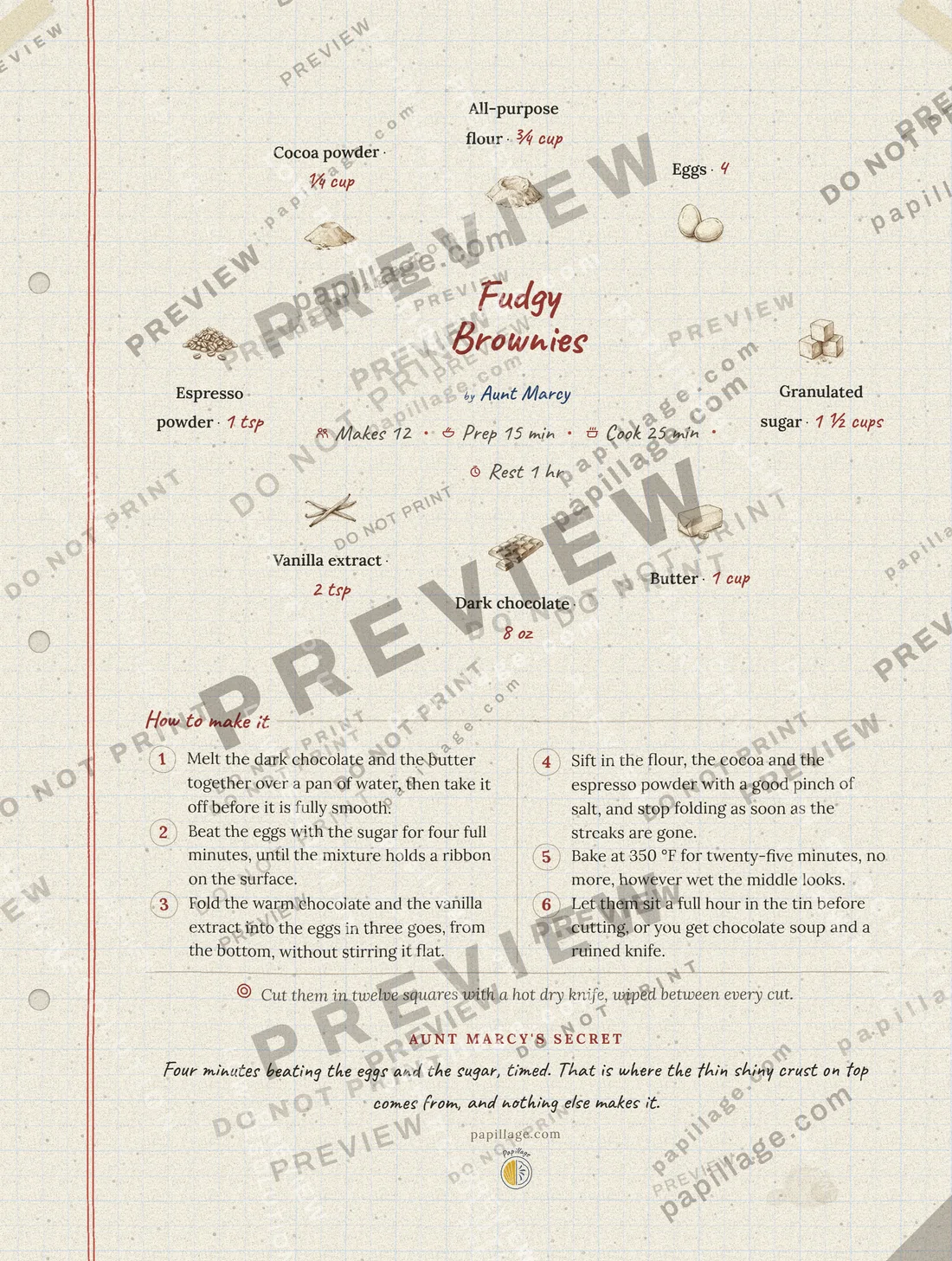 Fudgy Brownies in Family notebook, wreath layout