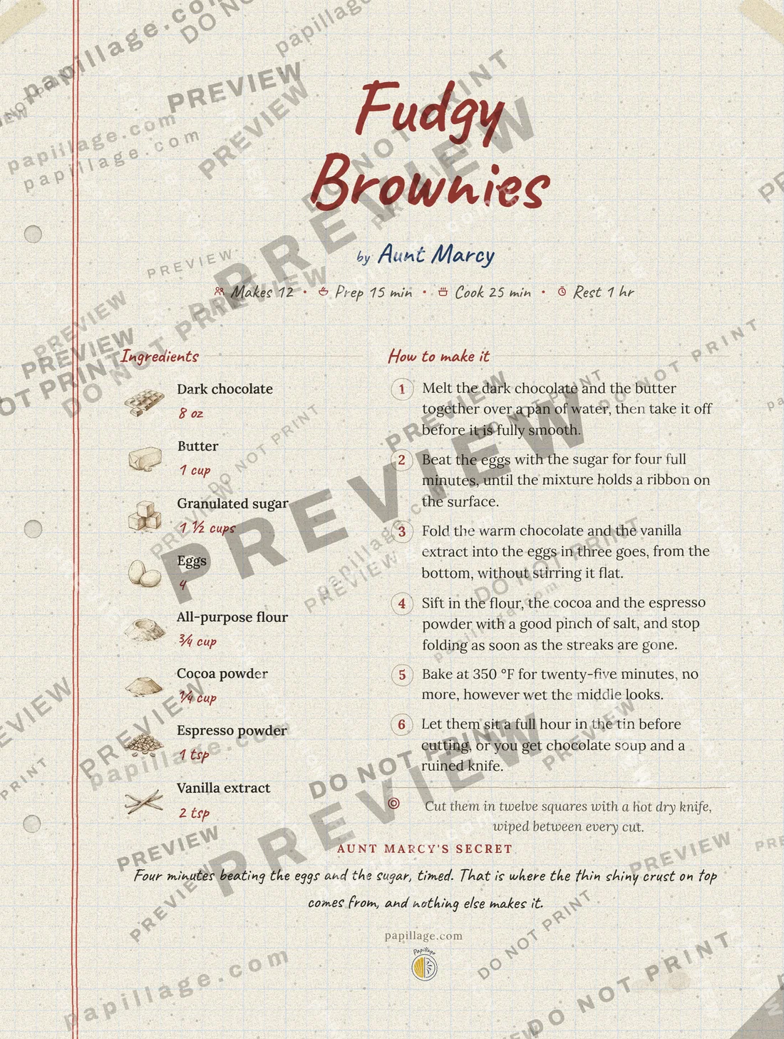 Fudgy Brownies in the Family notebook style