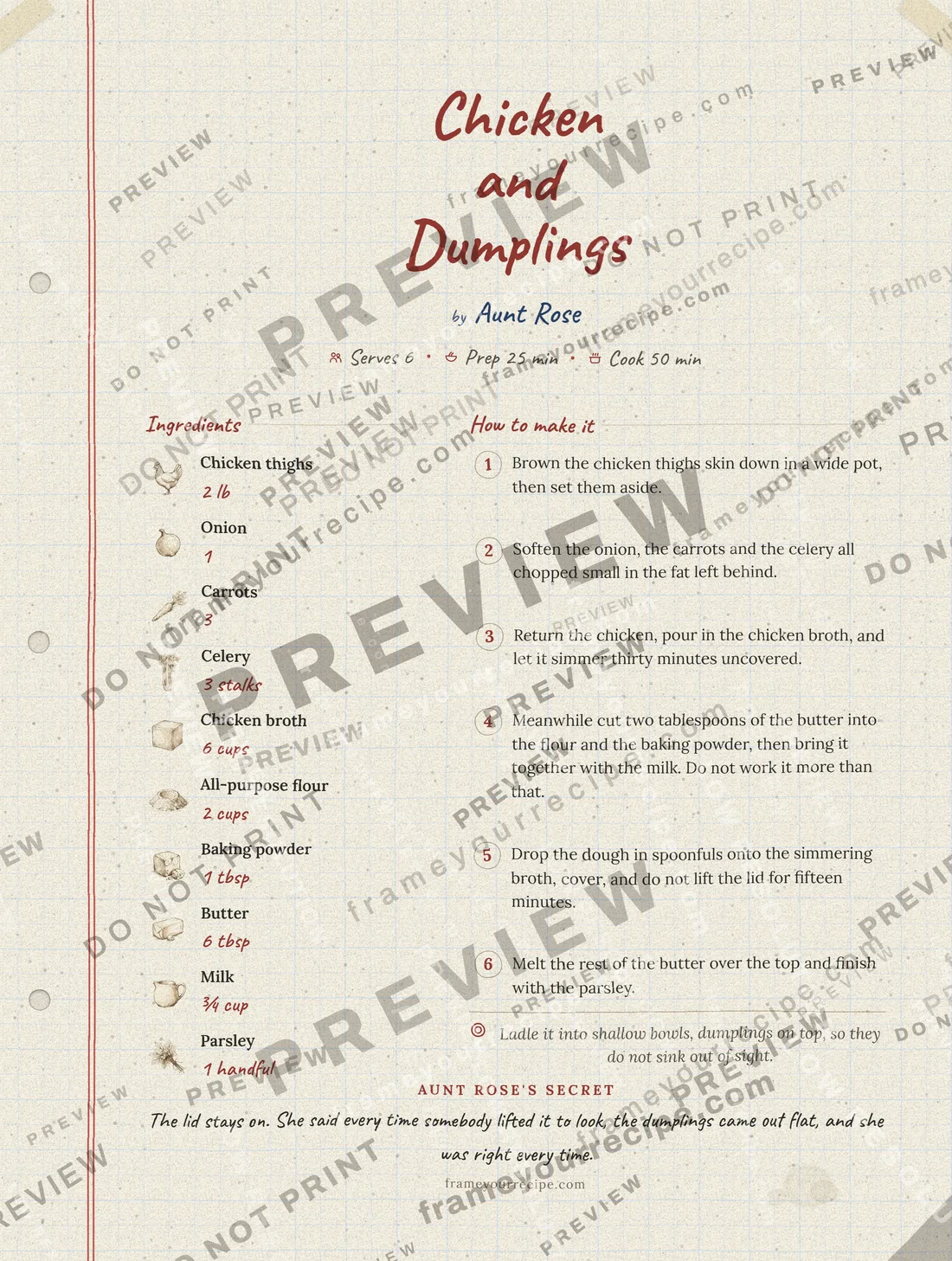 Chicken and Dumplings in the Family notebook style