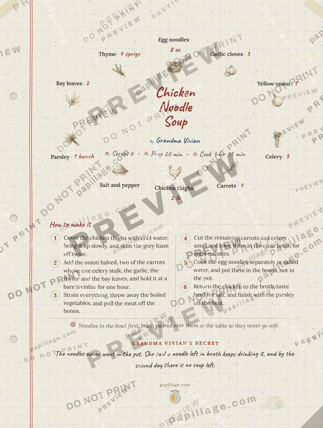 Chicken Noodle Soup in Family notebook, wreath layout