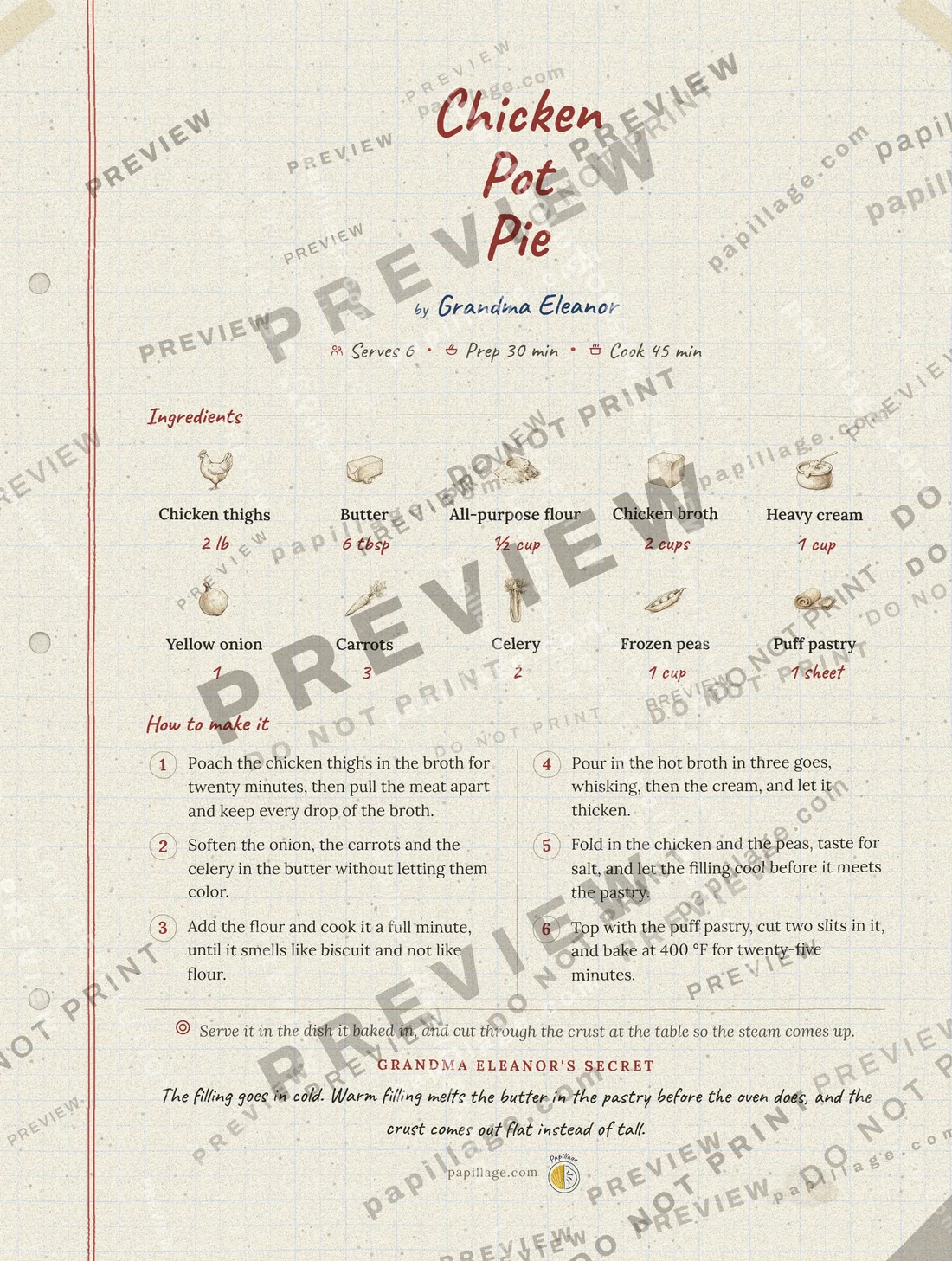 Chicken Pot Pie in Family notebook, top banner layout