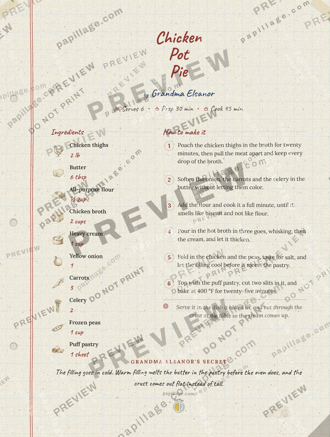 Chicken Pot Pie in the Family notebook style