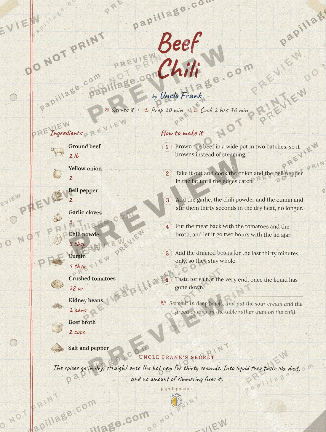 Beef Chili in the Family notebook style