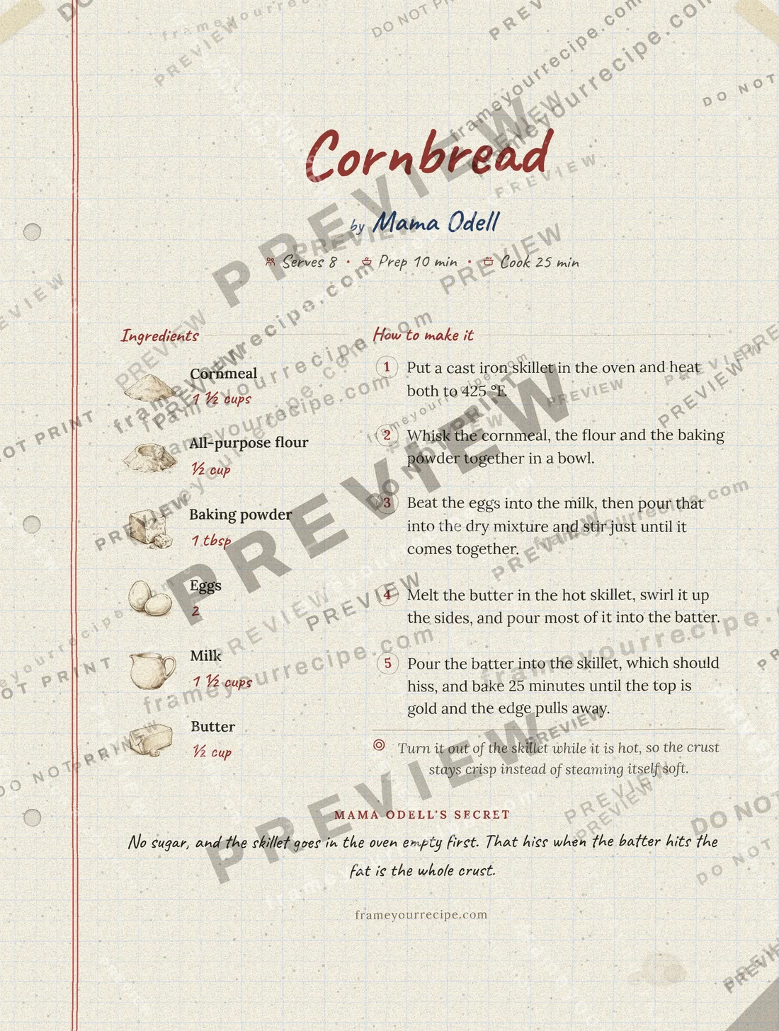 Cornbread in the Family notebook style