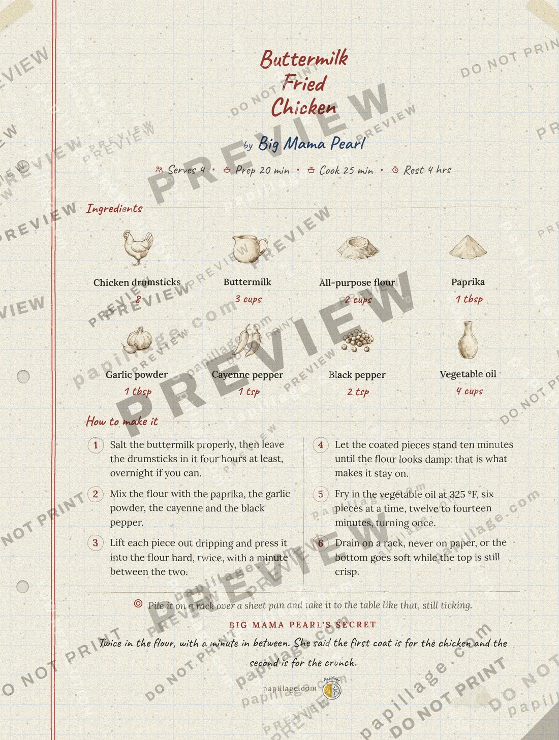 Buttermilk Fried Chicken in Family notebook, top banner layout