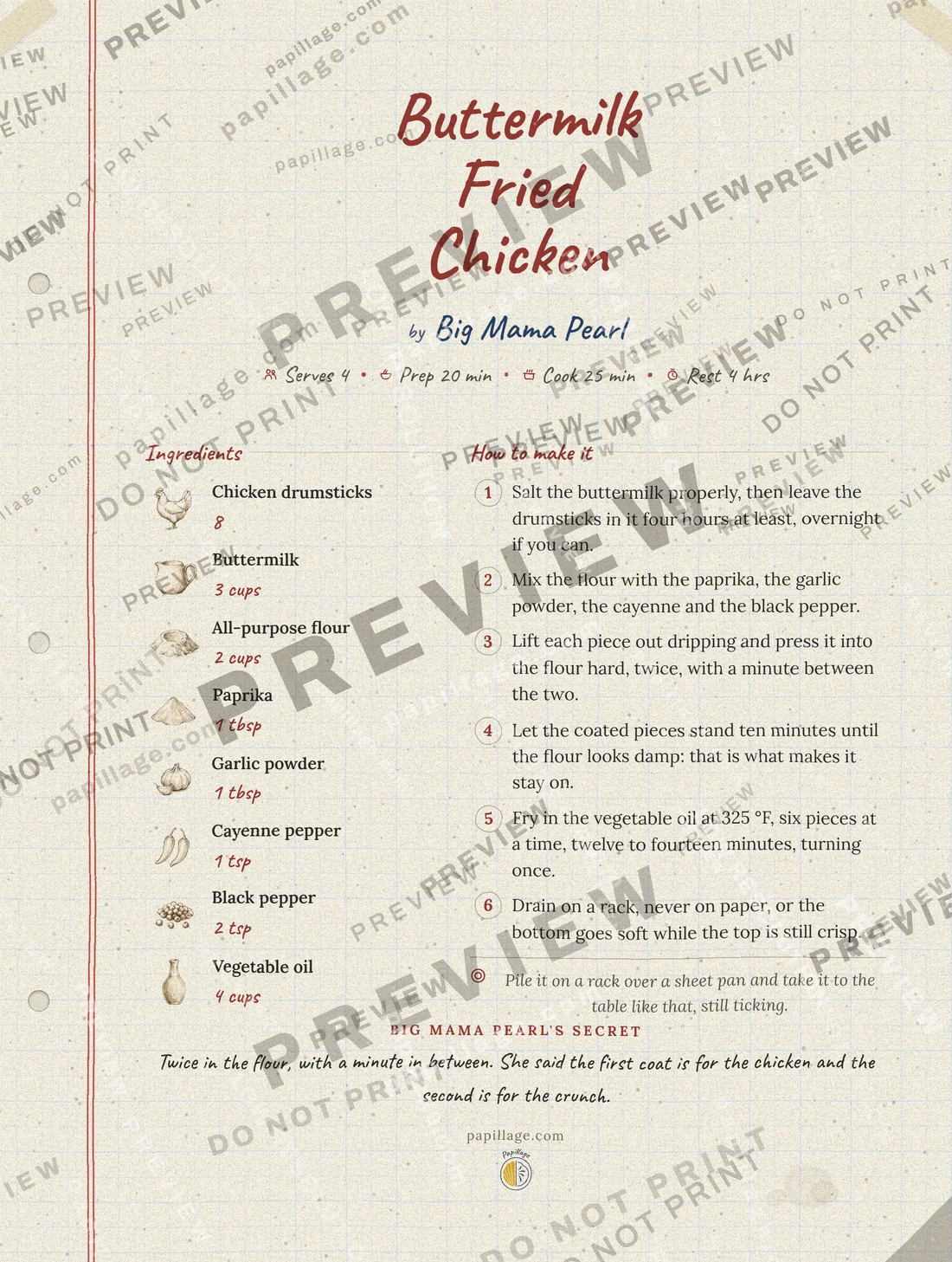 Buttermilk Fried Chicken in the Family notebook style