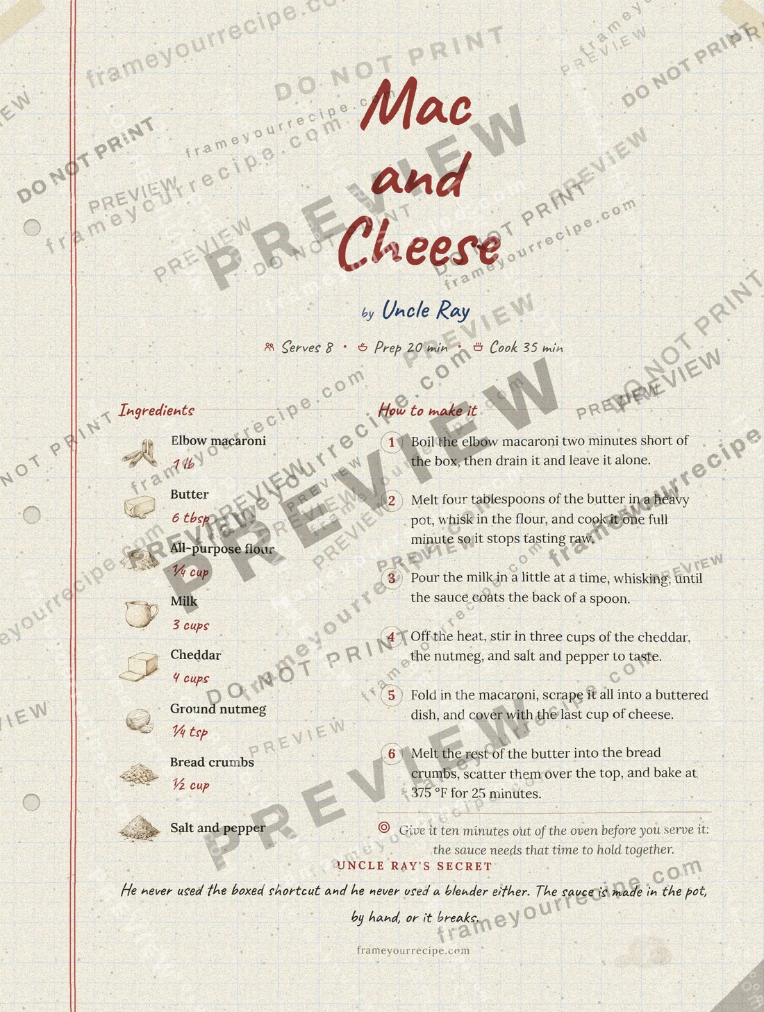 Mac and Cheese in the Family notebook style