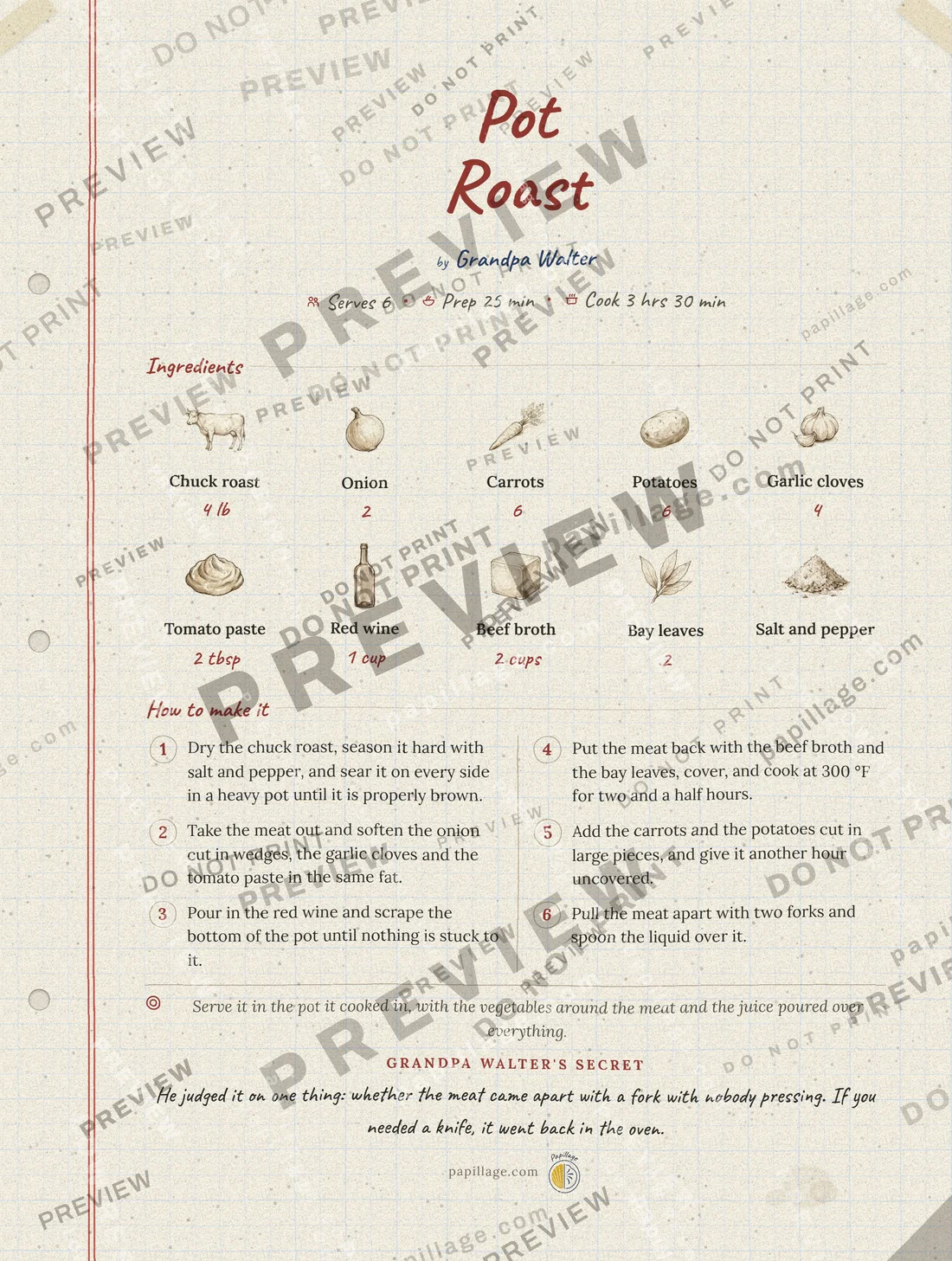 Pot Roast in Family notebook, top banner layout