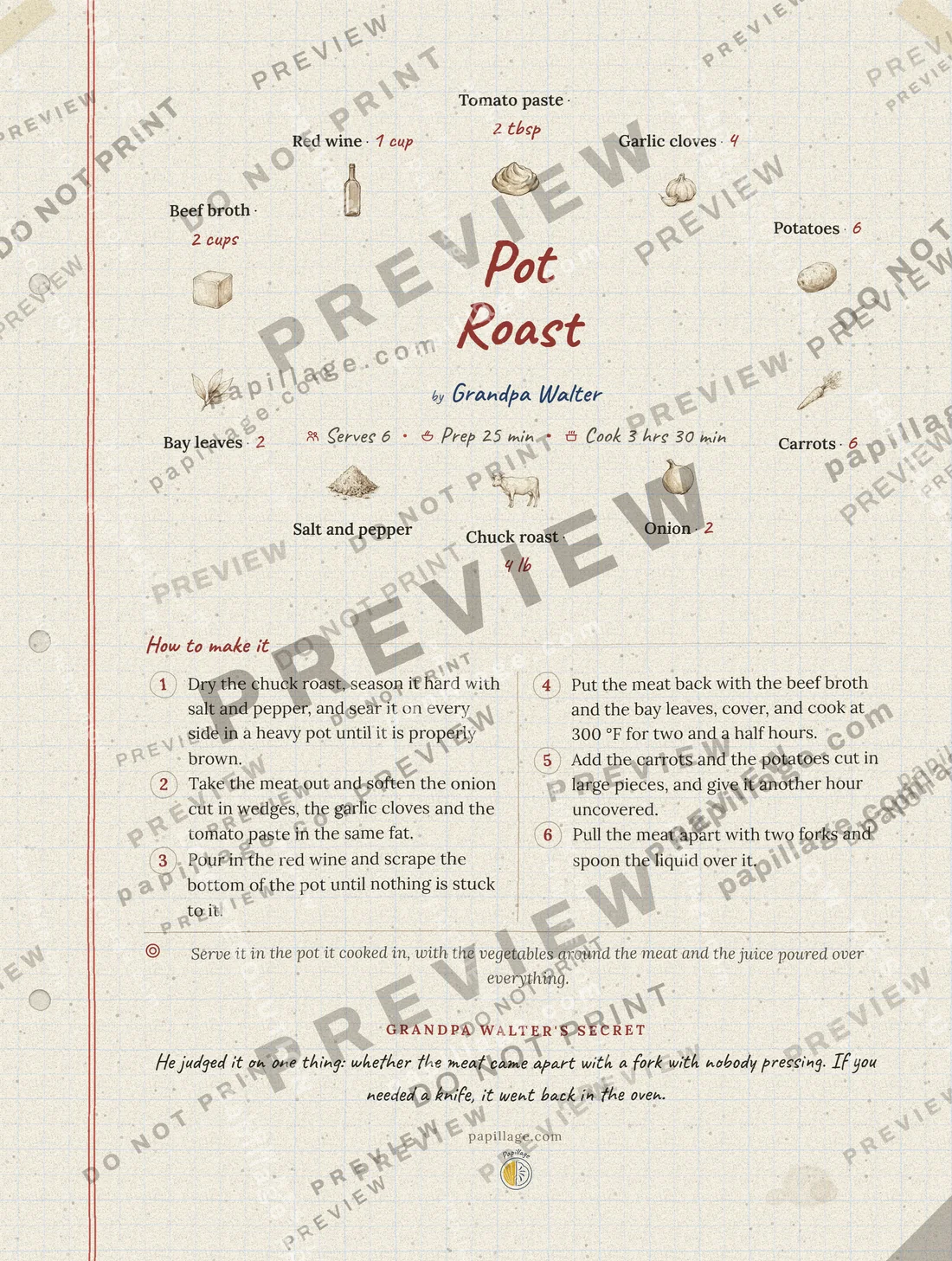 Pot Roast in Family notebook, wreath layout