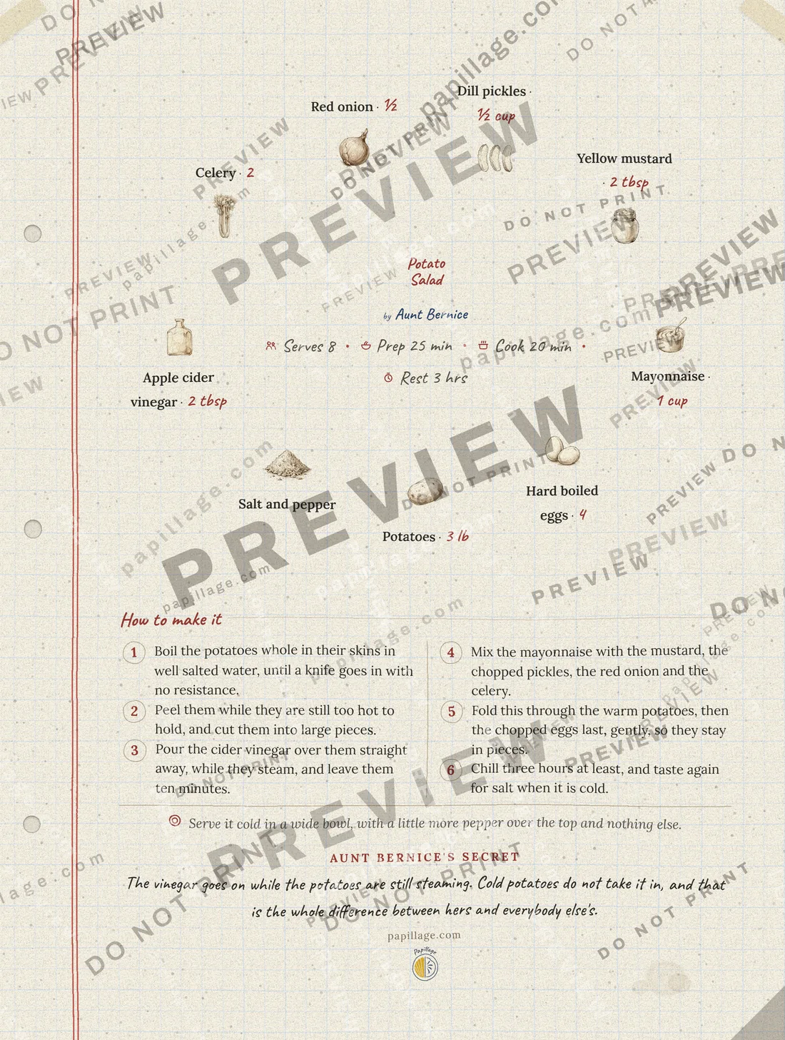 Potato Salad in Family notebook, wreath layout