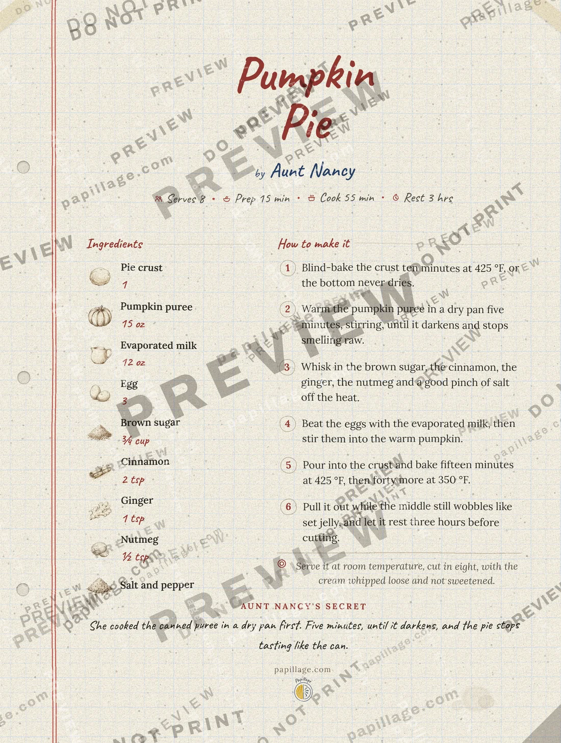 Pumpkin Pie in the Family notebook style