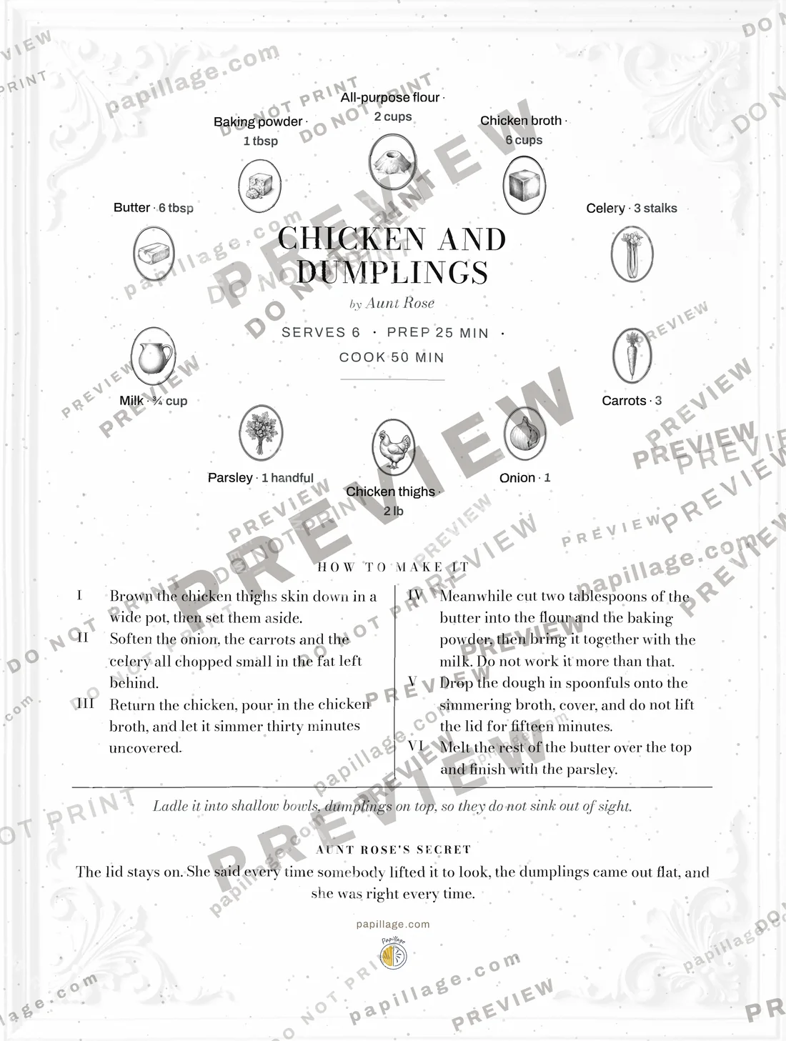 Chicken and Dumplings in Chic, wreath layout
