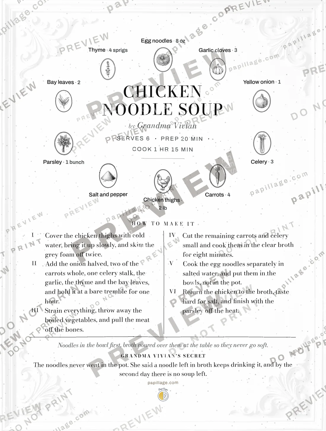 Chicken Noodle Soup in Chic, wreath layout