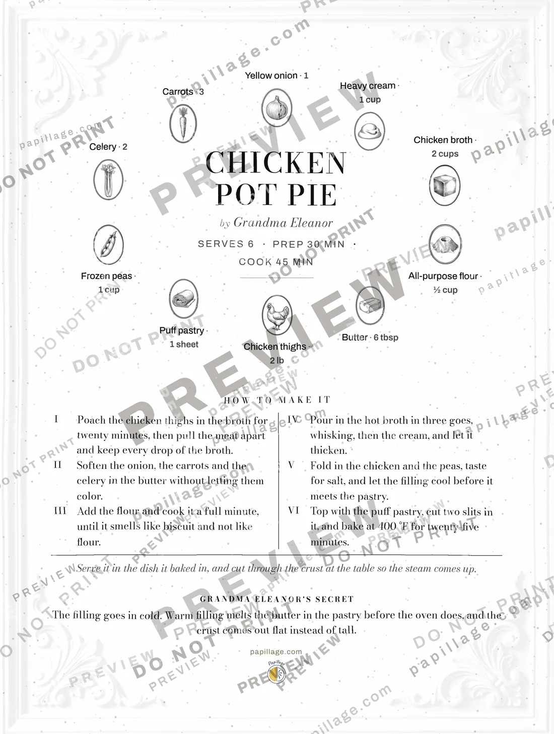 Chicken Pot Pie in Chic, wreath layout