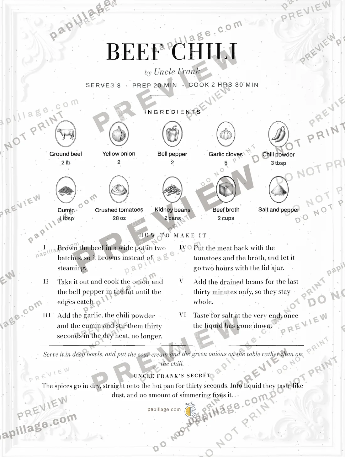 Beef Chili in Chic, top banner layout
