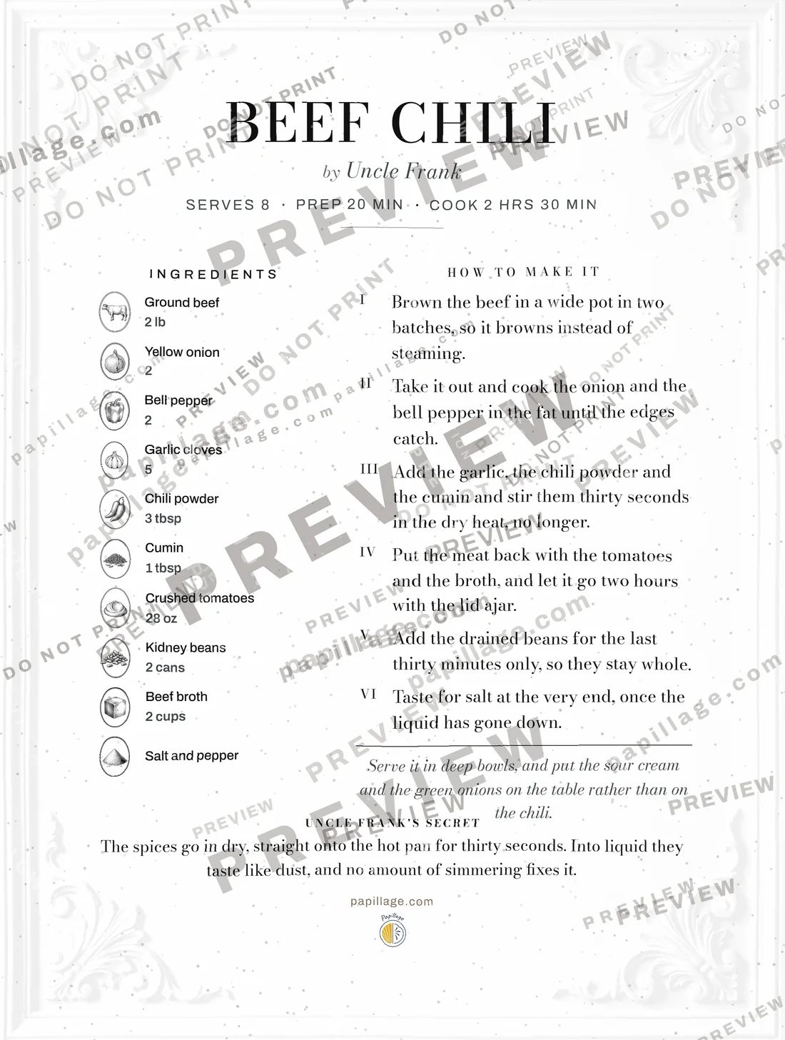 Beef Chili in the Chic style