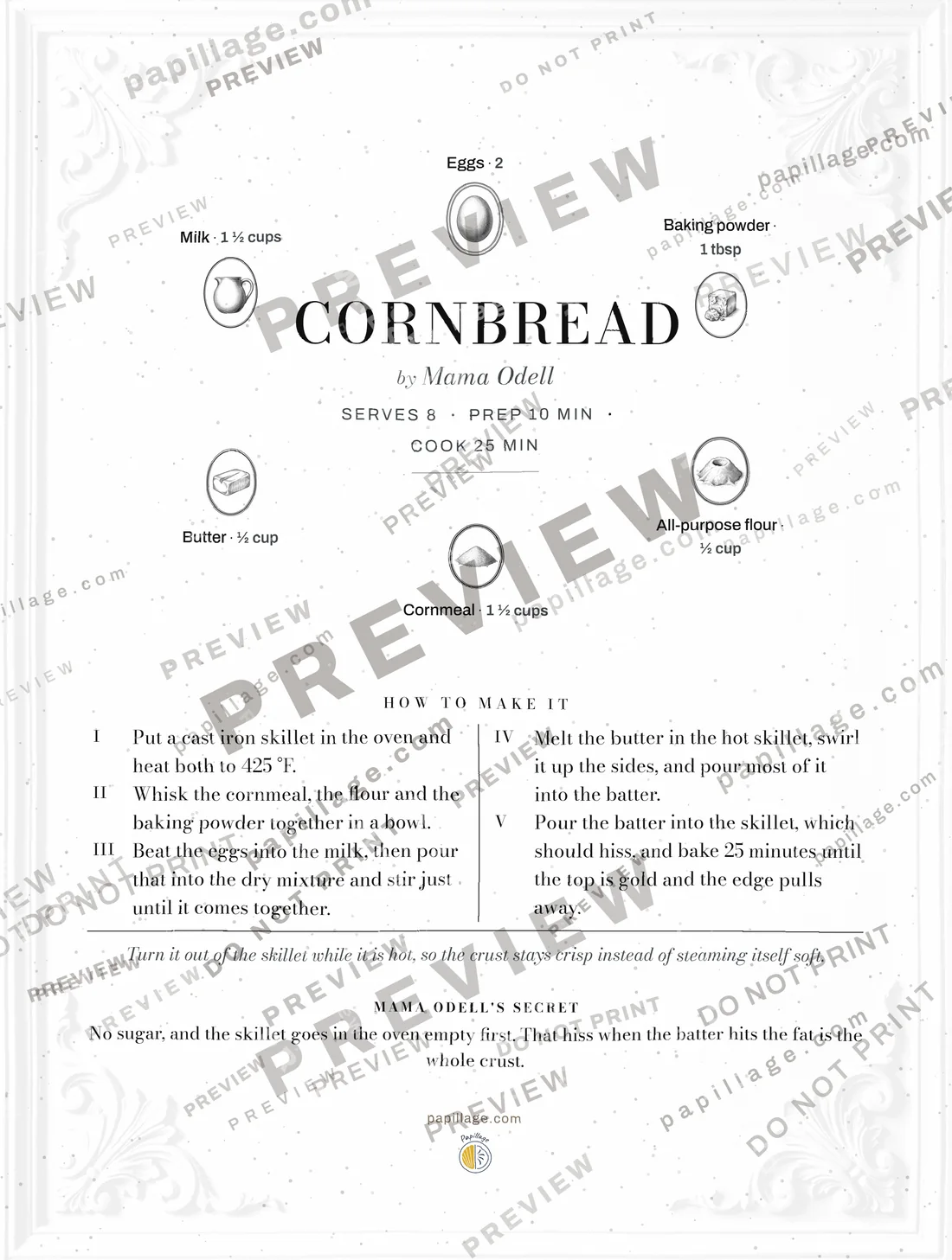 Cornbread in Chic, wreath layout