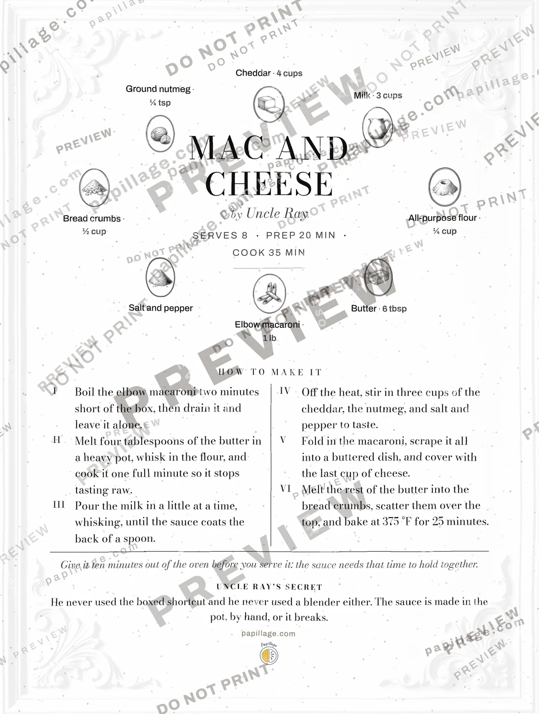 Mac and Cheese in Chic, wreath layout