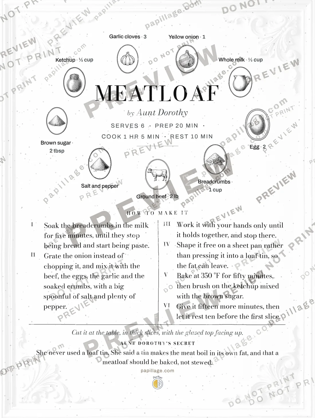 Meatloaf in Chic, wreath layout