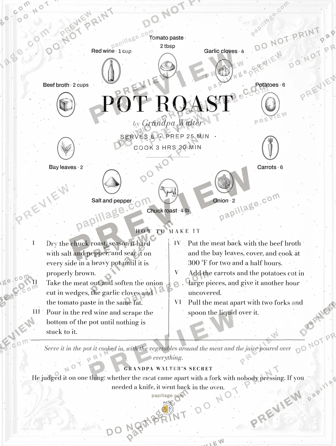 Pot Roast in Chic, wreath layout