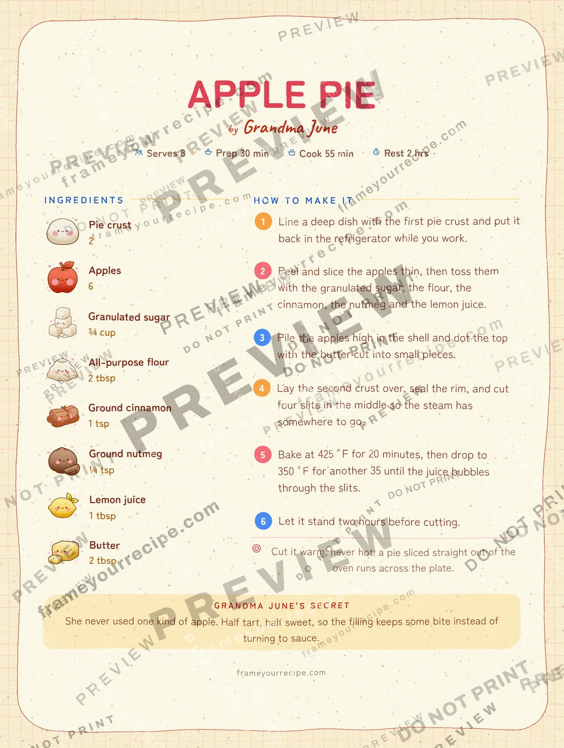 Apple Pie in the Japanese kawaii style