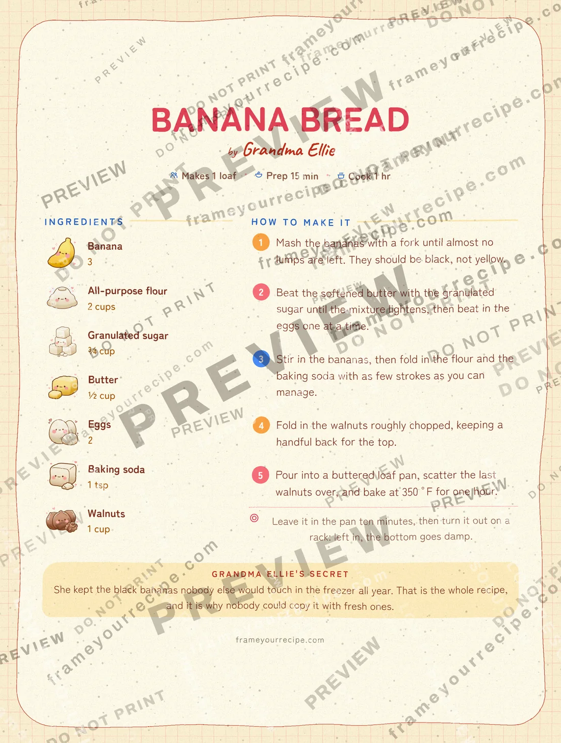 Banana Bread in the Japanese kawaii style