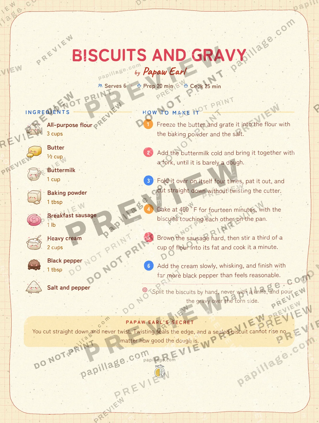 Biscuits and Gravy in the Japanese kawaii style