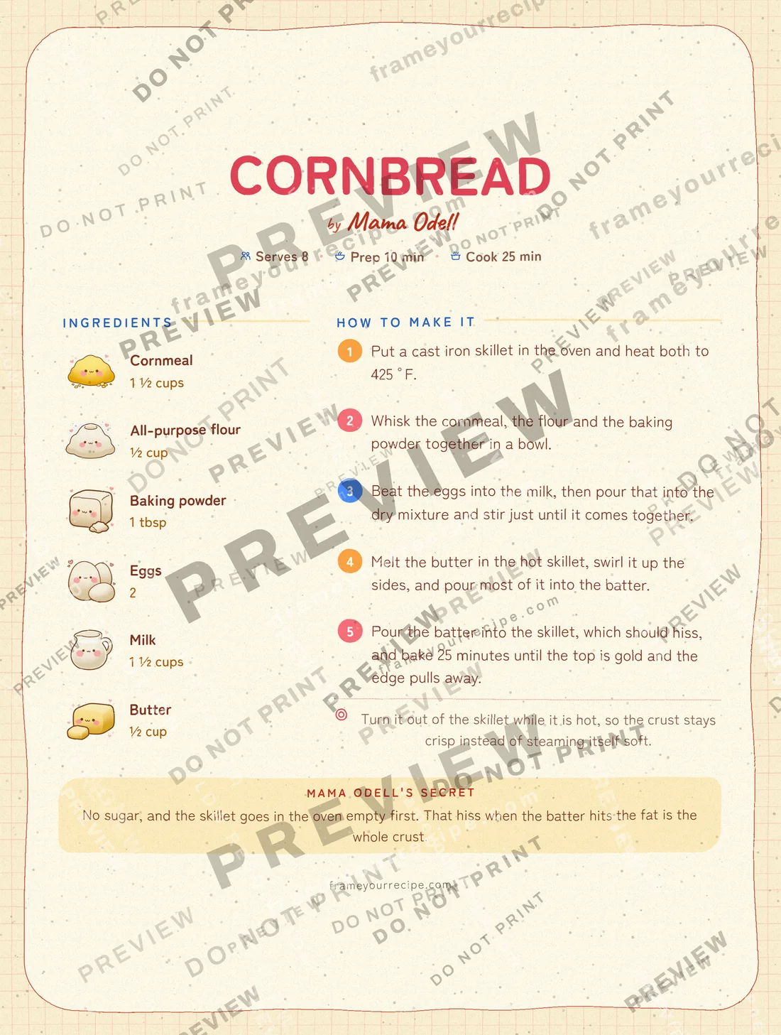 Cornbread in the Japanese kawaii style