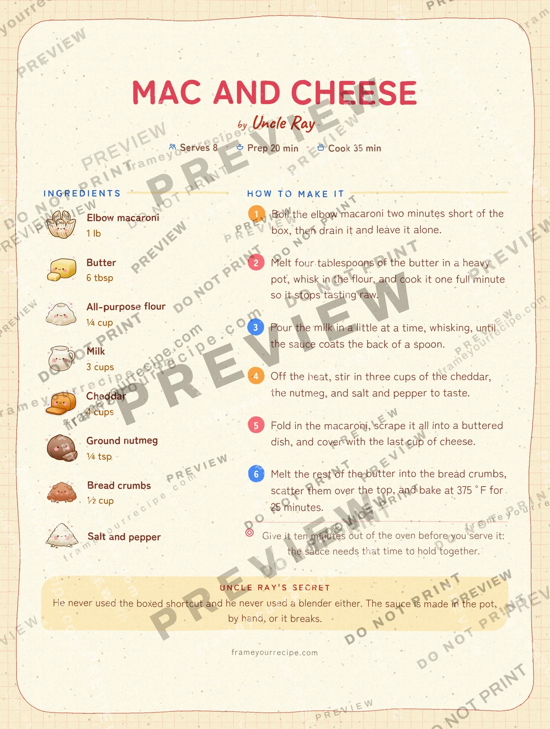 Mac and Cheese in the Japanese kawaii style