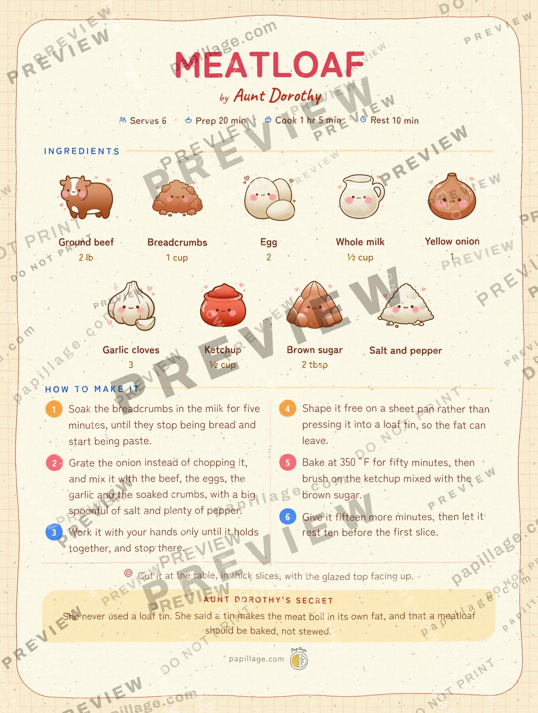 Meatloaf in Japanese kawaii, top banner layout