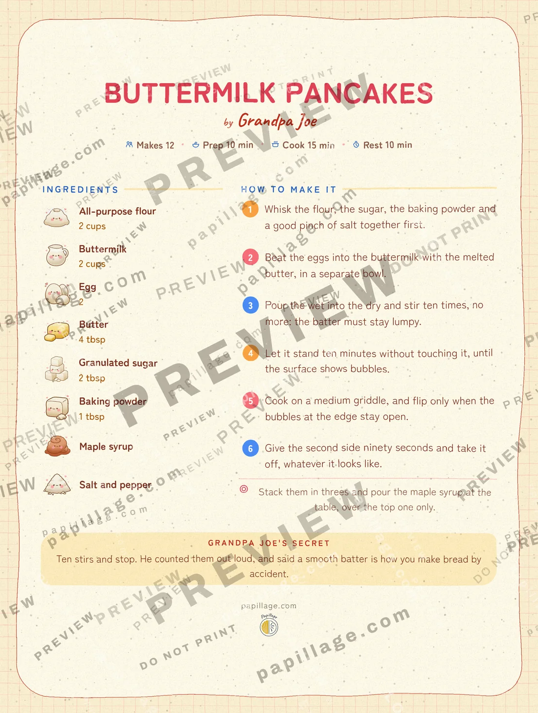 Buttermilk Pancakes in the Japanese kawaii style