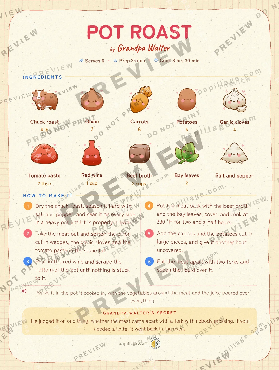 Pot Roast in Japanese kawaii, top banner layout