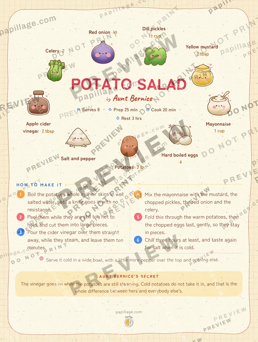 Potato Salad in Japanese kawaii, wreath layout